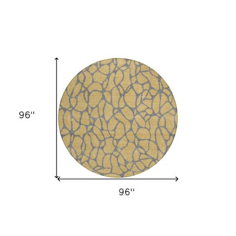 Homeroots 3' Beige And Blue Geometric Indoor Outdoor Area Rug – Durable, Washable, Stylish For Any Space 8' Round Polyester 599192