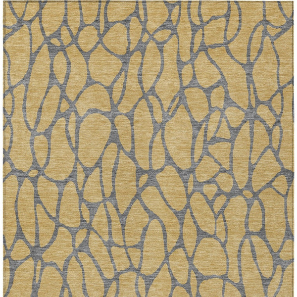 Homeroots 3' Beige And Blue Geometric Indoor Outdoor Area Rug – Durable, Washable, Stylish For Any Space 8' X 10' Polyester 599193