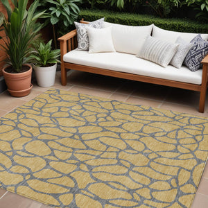 Homeroots 3' Beige And Blue Geometric Indoor Outdoor Area Rug – Durable, Washable, Stylish For Any Space 8' X 10' Polyester 599193