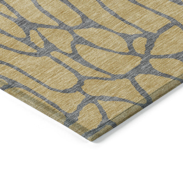 Homeroots 3' Beige And Blue Geometric Indoor Outdoor Area Rug – Durable, Washable, Stylish For Any Space 8' X 10' Polyester 599193