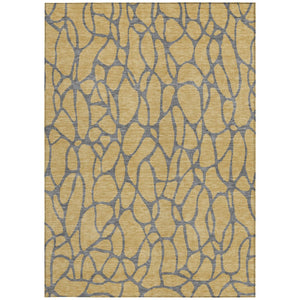 Homeroots 3' Beige And Blue Geometric Indoor Outdoor Area Rug – Durable, Washable, Stylish For Any Space 9' X 12' Polyester 599194