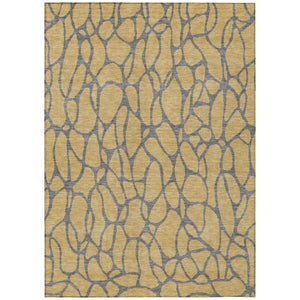 HomeRoots 9' X 12' Gold and Gray Geometric Area Rug - Washable, Indoor/Outdoor, Durable, Modern Design for Any Space 599194
