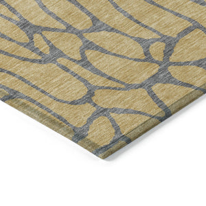 Homeroots 3' Beige And Blue Geometric Indoor Outdoor Area Rug – Durable, Washable, Stylish For Any Space 9' X 12' Polyester 599194