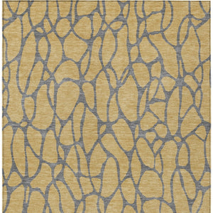 Homeroots 3' Beige And Blue Geometric Indoor Outdoor Area Rug – Durable, Washable, Stylish For Any Space 10' X 14' Polyester 599195