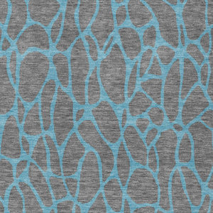 Homeroots 3' Beige And Blue Geometric Indoor Outdoor Area Rug – Durable, Washable, Stylish For Any Space 3' X 5' Polyester 599196