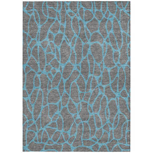 Homeroots 3' Beige And Blue Geometric Indoor Outdoor Area Rug – Durable, Washable, Stylish For Any Space 8' X 10' Polyester 599199