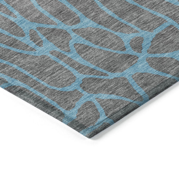 Homeroots 3' Beige And Blue Geometric Indoor Outdoor Area Rug – Durable, Washable, Stylish For Any Space 8' X 10' Polyester 599199