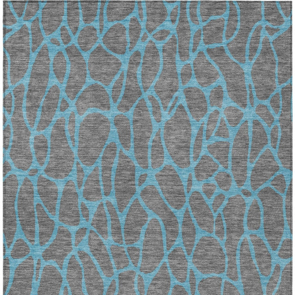 Homeroots 3' Beige And Blue Geometric Indoor Outdoor Area Rug – Durable, Washable, Stylish For Any Space 8' X 10' Polyester 599199