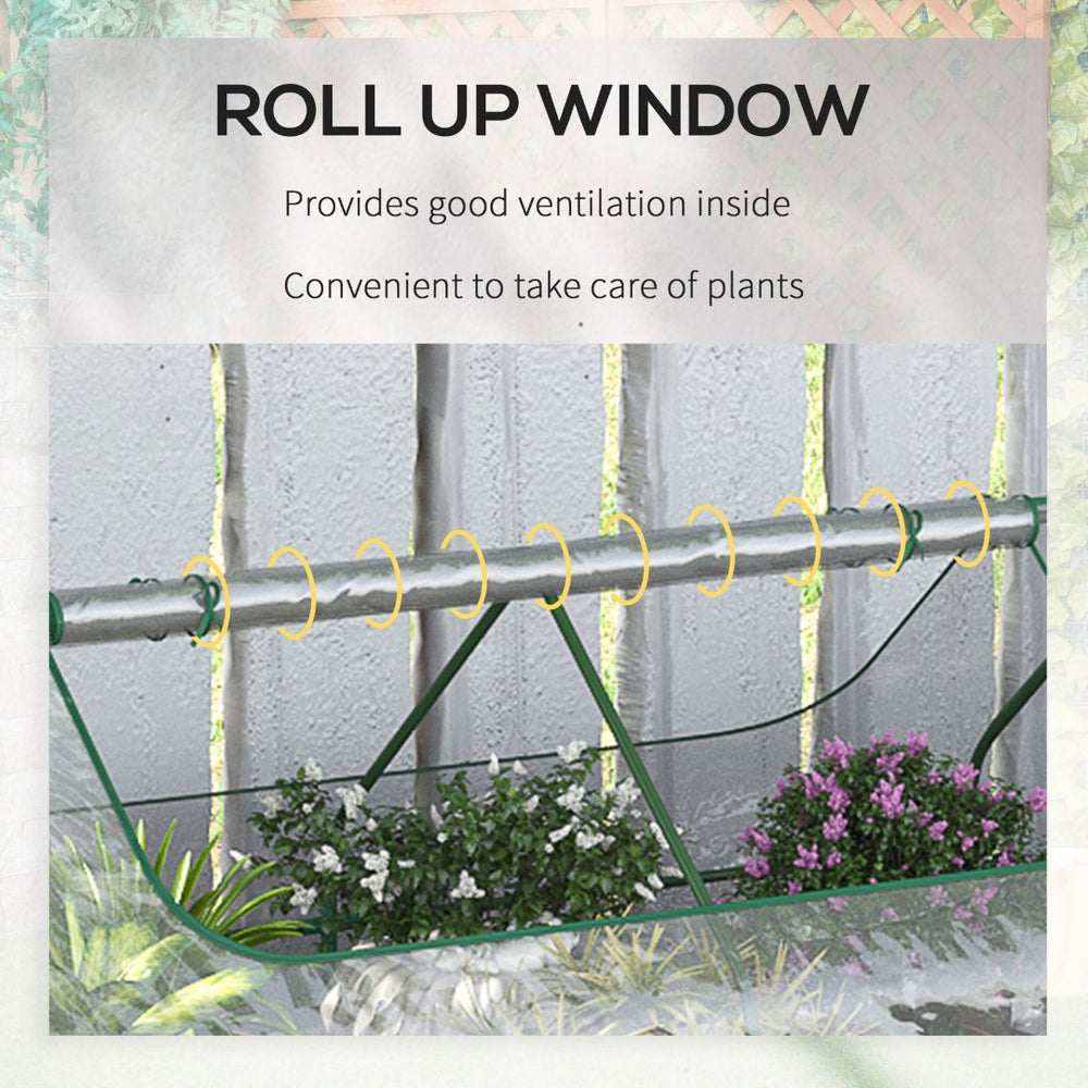 English Elm Outsunny Galvanized Steel Raised Garden Bed with Pvc Greenhouse Cover and Ventilation W2225P217646