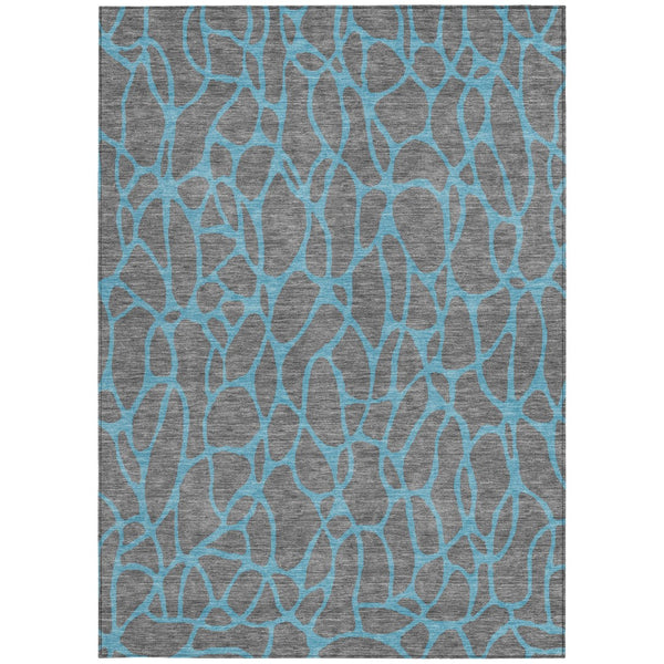 Homeroots 3' Beige And Blue Geometric Indoor Outdoor Area Rug – Durable, Washable, Stylish For Any Space 10' X 14' Polyester 599201