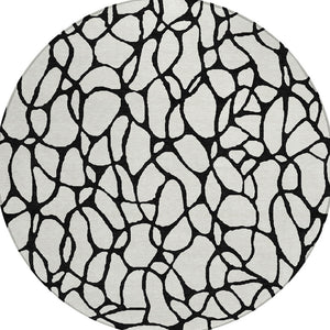 Homeroots 3' Beige And Blue Geometric Indoor Outdoor Area Rug – Durable, Washable, Stylish For Any Space 8' Round Polyester 599204