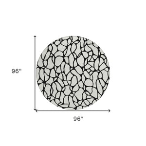 Homeroots 3' Beige And Blue Geometric Indoor Outdoor Area Rug – Durable, Washable, Stylish For Any Space 8' Round Polyester 599204