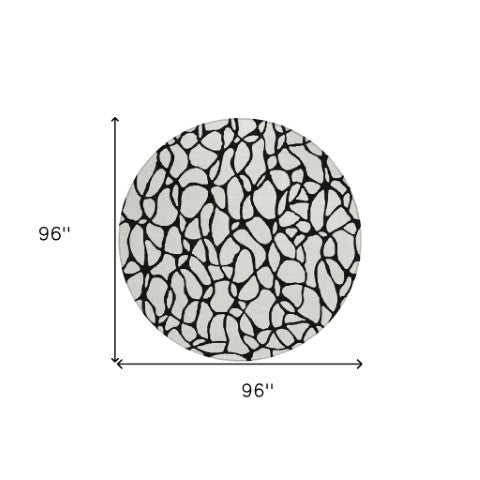 Homeroots 3' Beige And Blue Geometric Indoor Outdoor Area Rug – Durable, Washable, Stylish For Any Space 8' Round Polyester 599204