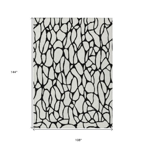 Homeroots 3' Beige And Blue Geometric Indoor Outdoor Area Rug – Durable, Washable, Stylish For Any Space 9' X 12' Polyester 599206