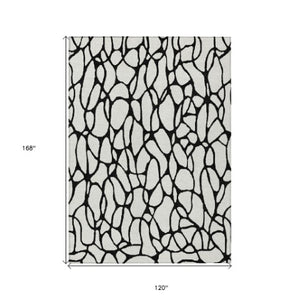 Homeroots 3' Beige And Blue Geometric Indoor Outdoor Area Rug – Durable, Washable, Stylish For Any Space 10' X 14' Polyester 599207