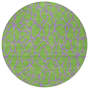 Homeroots 3' Beige And Blue Geometric Indoor Outdoor Area Rug – Durable, Washable, Stylish For Any Space 8' Round Polyester 599210