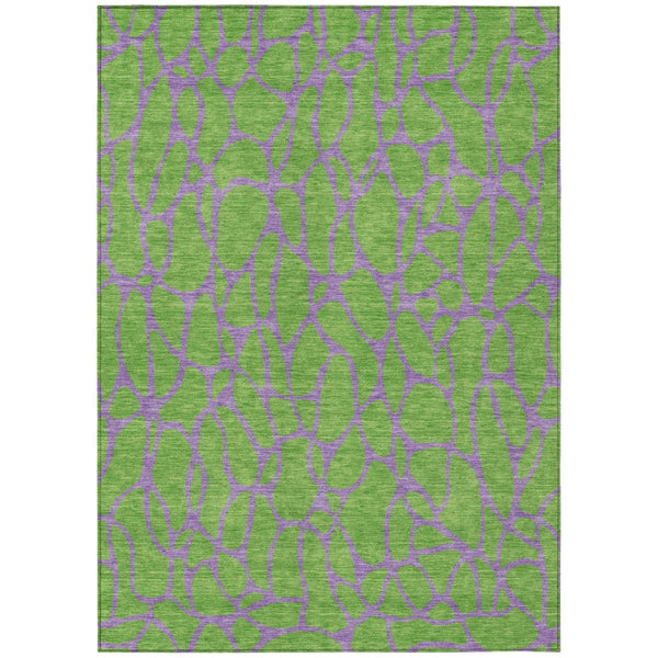 HomeRoots 5' Geometric Lime Green and Purple Area Rug - Durable, Washable Design for Indoor and Outdoor Use 8' X 10' 599211