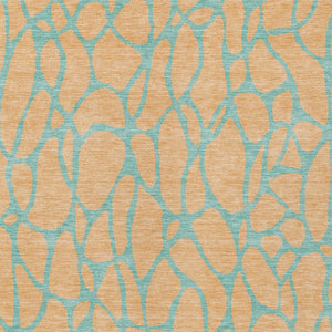 Homeroots 3' Beige And Blue Geometric Indoor Outdoor Area Rug – Durable, Washable, Stylish For Any Space 8' X 10' Polyester 599217