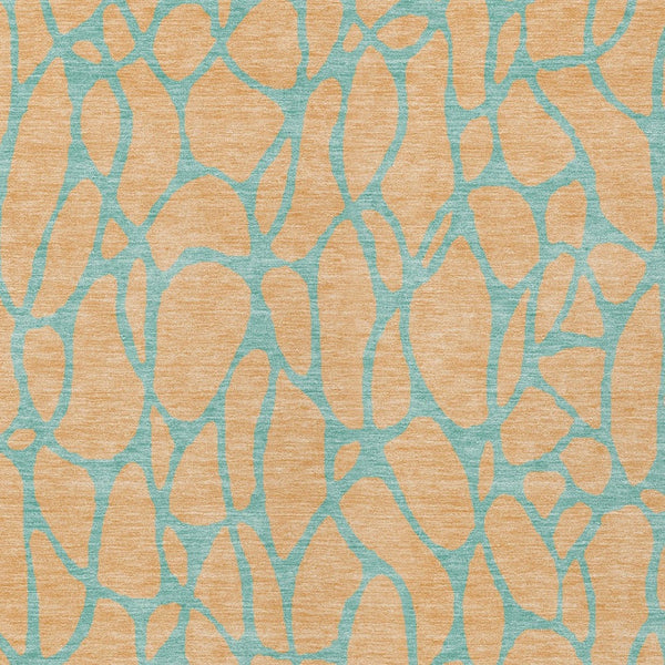 Homeroots 3' Beige And Blue Geometric Indoor Outdoor Area Rug – Durable, Washable, Stylish For Any Space 8' X 10' Polyester 599217
