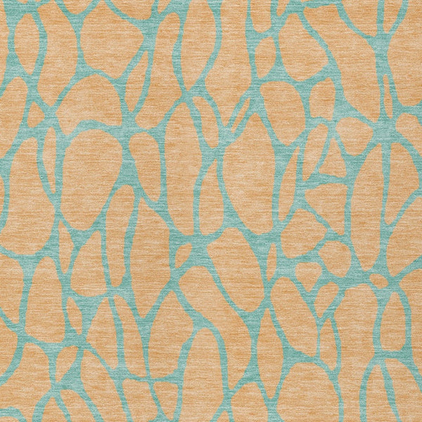 Homeroots 3' Beige And Blue Geometric Indoor Outdoor Area Rug – Durable, Washable, Stylish For Any Space 9' X 12' Polyester 599218