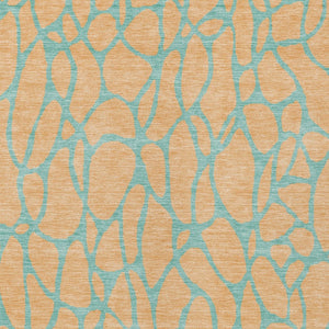 Homeroots 3' Beige And Blue Geometric Indoor Outdoor Area Rug – Durable, Washable, Stylish For Any Space 10' X 14' Polyester 599219