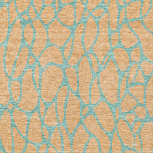 Homeroots 3' Beige And Blue Geometric Indoor Outdoor Area Rug – Durable, Washable, Stylish For Any Space 10' X 14' Polyester 599219