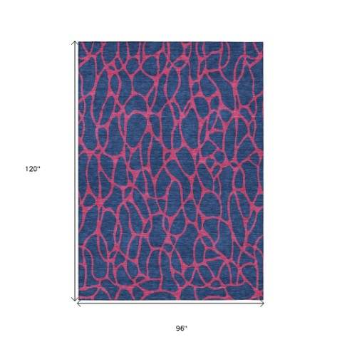 Homeroots 3' Beige And Blue Geometric Indoor Outdoor Area Rug – Durable, Washable, Stylish For Any Space 8' X 10' Polyester 599223