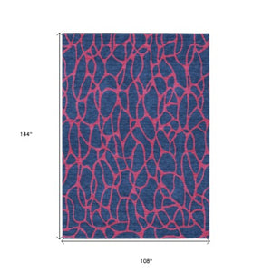 Homeroots 3' Beige And Blue Geometric Indoor Outdoor Area Rug – Durable, Washable, Stylish For Any Space 9' X 12' Polyester 599224