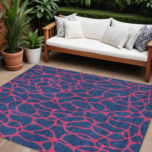 Homeroots 3' Beige And Blue Geometric Indoor Outdoor Area Rug – Durable, Washable, Stylish For Any Space 9' X 12' Polyester 599224