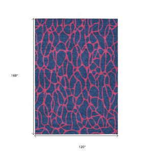 Homeroots 3' Beige And Blue Geometric Indoor Outdoor Area Rug – Durable, Washable, Stylish For Any Space 10' X 14' Polyester 599225