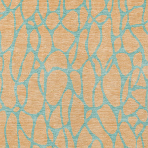 Homeroots 3' Beige And Blue Geometric Indoor Outdoor Area Rug – Durable, Washable, Stylish For Any Space 3' X 5' Polyester 599226