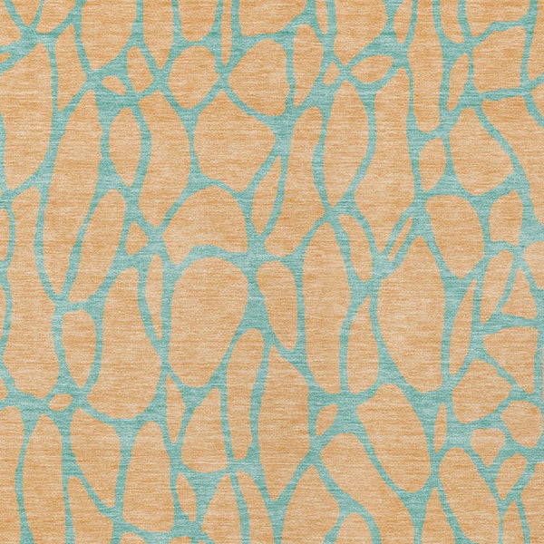 Homeroots 3' Beige And Blue Geometric Indoor Outdoor Area Rug – Durable, Washable, Stylish For Any Space 3' X 5' Polyester 599226