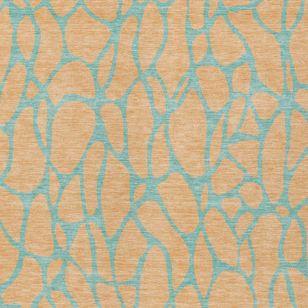 Homeroots 3' Beige And Blue Geometric Indoor Outdoor Area Rug – Durable, Washable, Stylish For Any Space 10' X 14' Polyester 599231