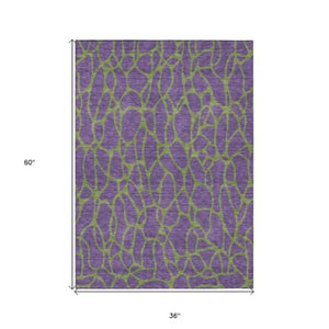 Homeroots 3' Beige And Blue Geometric Indoor Outdoor Area Rug – Durable, Washable, Stylish For Any Space 3' X 5' Polyester 599232