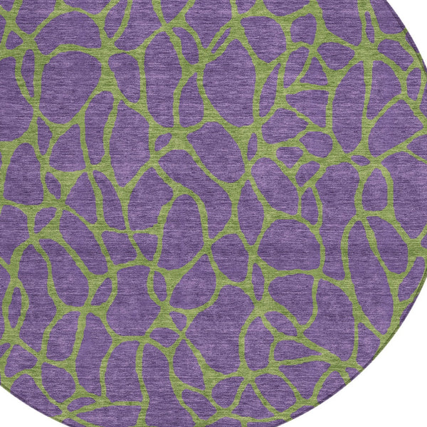 Homeroots 3' Beige And Blue Geometric Indoor Outdoor Area Rug – Durable, Washable, Stylish For Any Space 8' Round Polyester 599234