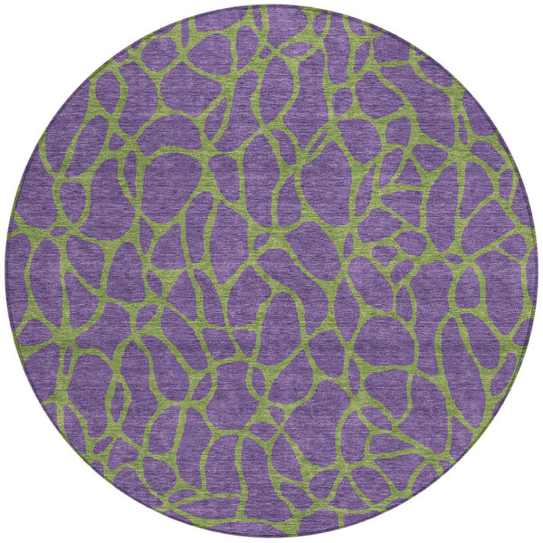 Homeroots 3' Beige And Blue Geometric Indoor Outdoor Area Rug – Durable, Washable, Stylish For Any Space 8' Round Polyester 599234