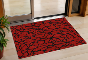 Homeroots 3' Beige And Blue Geometric Indoor Outdoor Area Rug – Durable, Washable, Stylish For Any Space 3' X 5' Polyester 599238