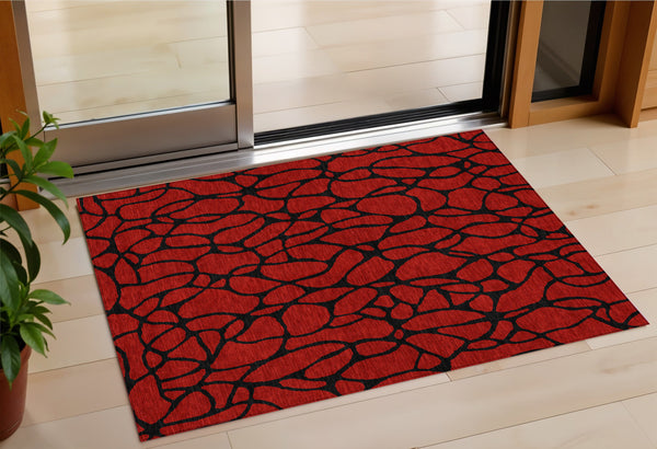 Homeroots 3' Beige And Blue Geometric Indoor Outdoor Area Rug – Durable, Washable, Stylish For Any Space 3' X 5' Polyester 599238