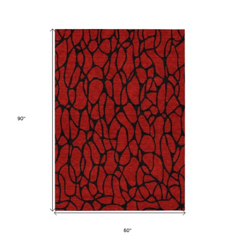 Homeroots 3' Beige And Blue Geometric Indoor Outdoor Area Rug – Durable, Washable, Stylish For Any Space 5' X 8' Polyester 599239