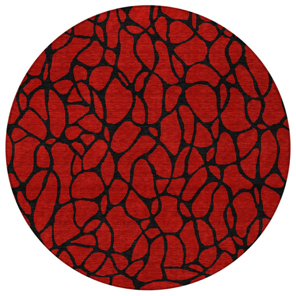 Homeroots 3' Beige And Blue Geometric Indoor Outdoor Area Rug – Durable, Washable, Stylish For Any Space 8' Round Polyester 599240