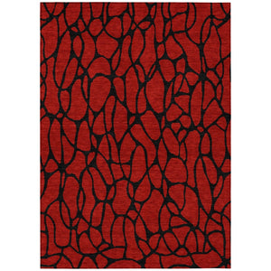 HomeRoots 5' Modern Red and Black Geometric Area Rug - Washable, Stain-Resistant for Indoor and Outdoor Use 8' X 10' 599241