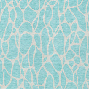 Homeroots 3' Aqua And Ivory Geometric Washable Area Rug - Perfect For Indoor And Outdoor Spaces, Durable Design 3' X 5' Polyester 599244