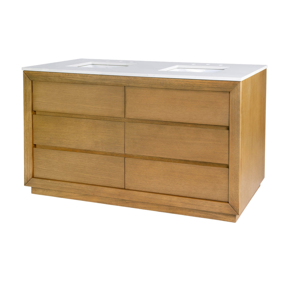 Butler Specialty Butler Brady 60 In. W Wood & Quartz Double Sink Vanity – Modern Elegance For Luxurious Bathrooms Natural Mdf,Eucalyptus,Quartz,Pine,Ceramic,Plywood,Composite Wood,Veneer 5992452-butler