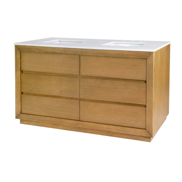 Butler Specialty Butler Brady 60 In. W Wood & Quartz Double Sink Vanity – Modern Elegance For Luxurious Bathrooms Natural Mdf,Eucalyptus,Quartz,Pine,Ceramic,Plywood,Composite Wood,Veneer 5992452-butler