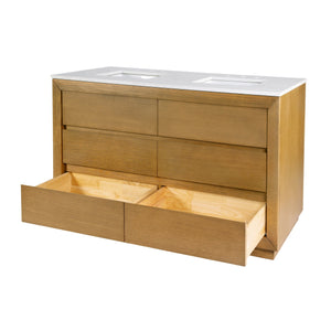 Butler Specialty Butler Brady 60 In. W Wood & Quartz Double Sink Vanity – Modern Elegance For Luxurious Bathrooms Natural Mdf,Eucalyptus,Quartz,Pine,Ceramic,Plywood,Composite Wood,Veneer 5992452-butler