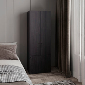 English Elm Home 3 Door Closet System with Hanging Rod, Fixed Shelves, Engineered Wood Storage for Small Spaces B200P350346