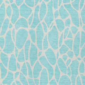 Homeroots 3' Aqua And Ivory Geometric Washable Area Rug - Perfect For Indoor And Outdoor Spaces, Durable Design 10' X 14' Polyester 599249