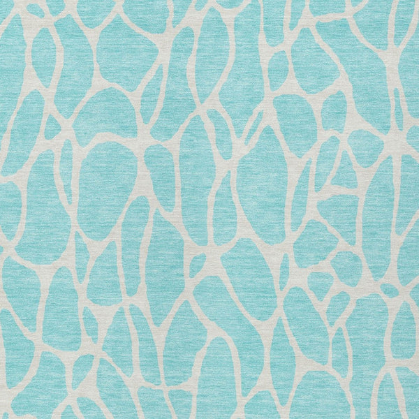 Homeroots 3' Aqua And Ivory Geometric Washable Area Rug - Perfect For Indoor And Outdoor Spaces, Durable Design 10' X 14' Polyester 599249