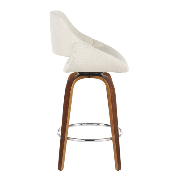 English Elm 26" Mid-century Swivel Counterstools Walnut Legs Charcoal Upholstery Set of 2 B202S00242