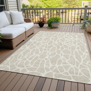 Homeroots 3' Aqua And Ivory Geometric Washable Area Rug - Perfect For Indoor And Outdoor Spaces, Durable Design 3' X 5' Polyester 599250